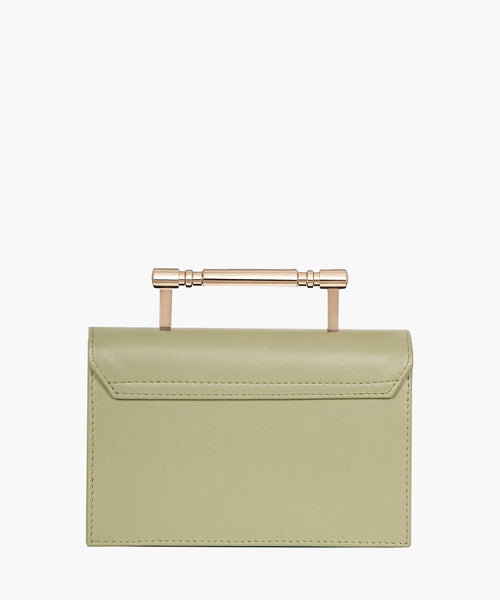 Vegan, plant based luxury handbag with top handle, back view