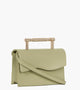 Vegan, plant based luxury handbag with top handle, side view