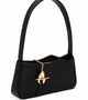 Side view of Aphrodite Black vegan handbag by Mashu, showcasing its structured silhouette, adjustable strap, and eco-friendly design.