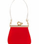 Nicole Red vegan handbag by Mashu featuring a custom-made frame with 24ct gold-plated brass hardware, vibrant red BioVeg leather, and dual detachable straps.